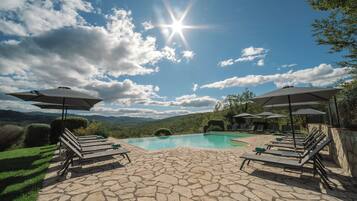 Outdoor pool, free cabanas, pool umbrellas