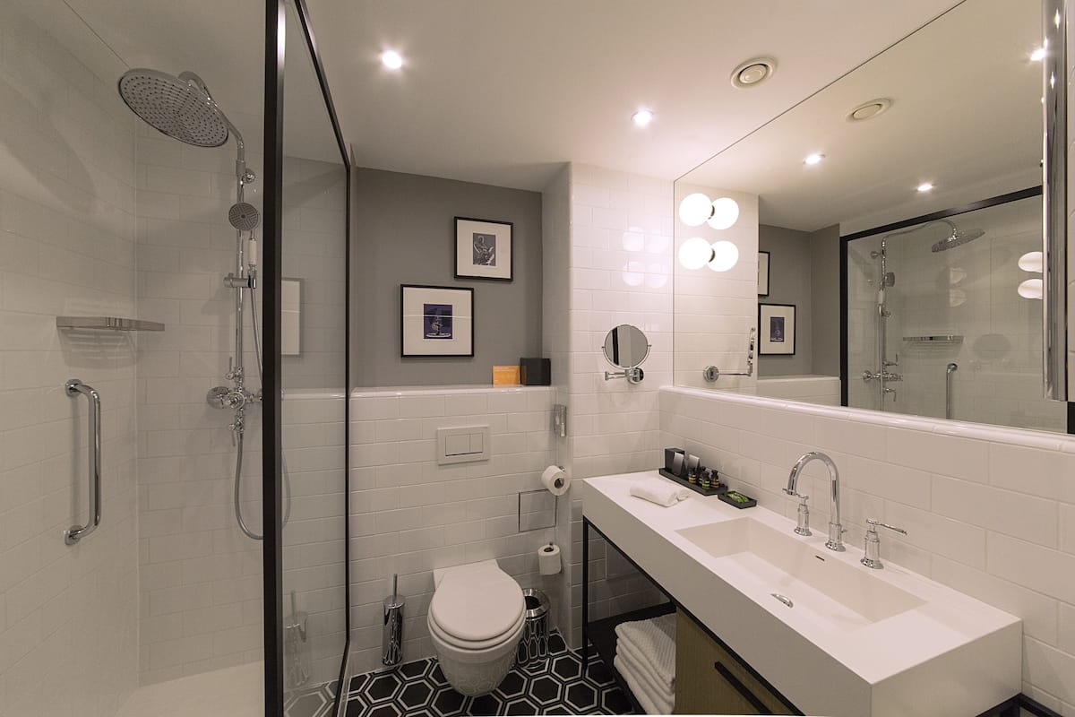 free toiletries, hair dryer, towels, soap