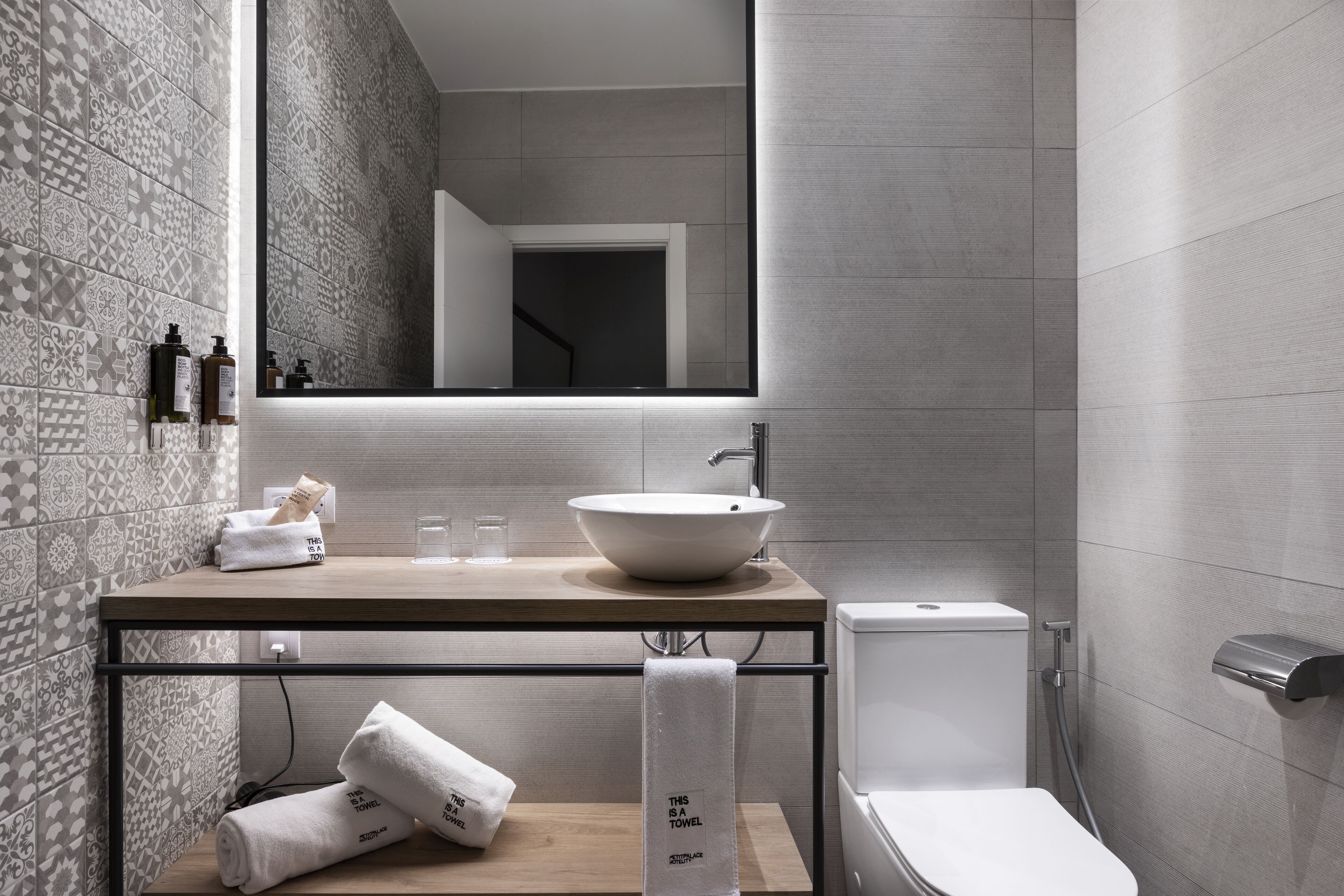 free toiletries, hair dryer, towels