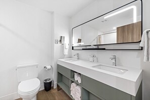 Bañera, secador de pelo, toallas
