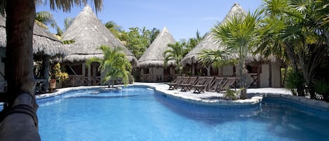 2 outdoor pools, sun loungers