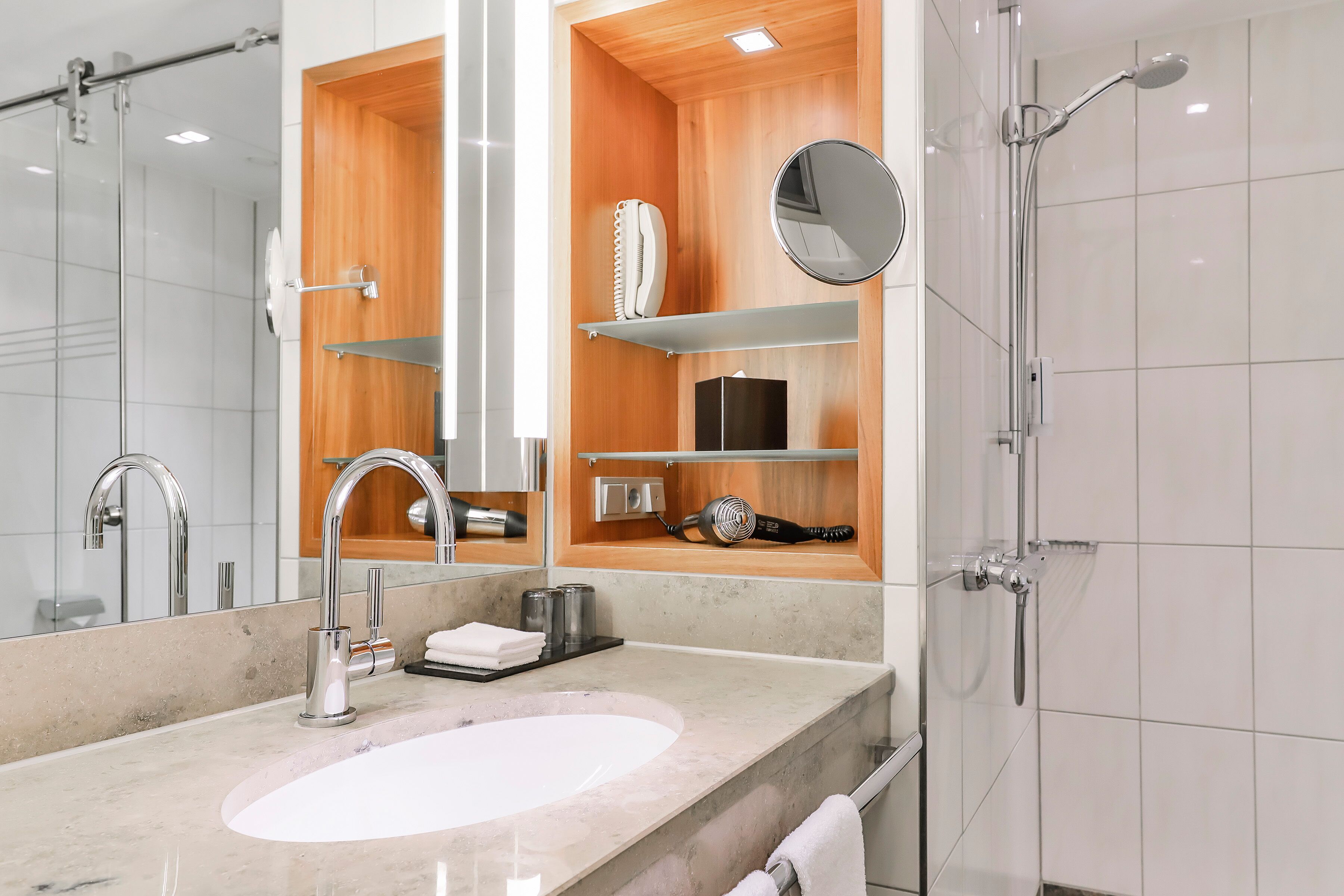 free toiletries, hair dryer, towels, soap