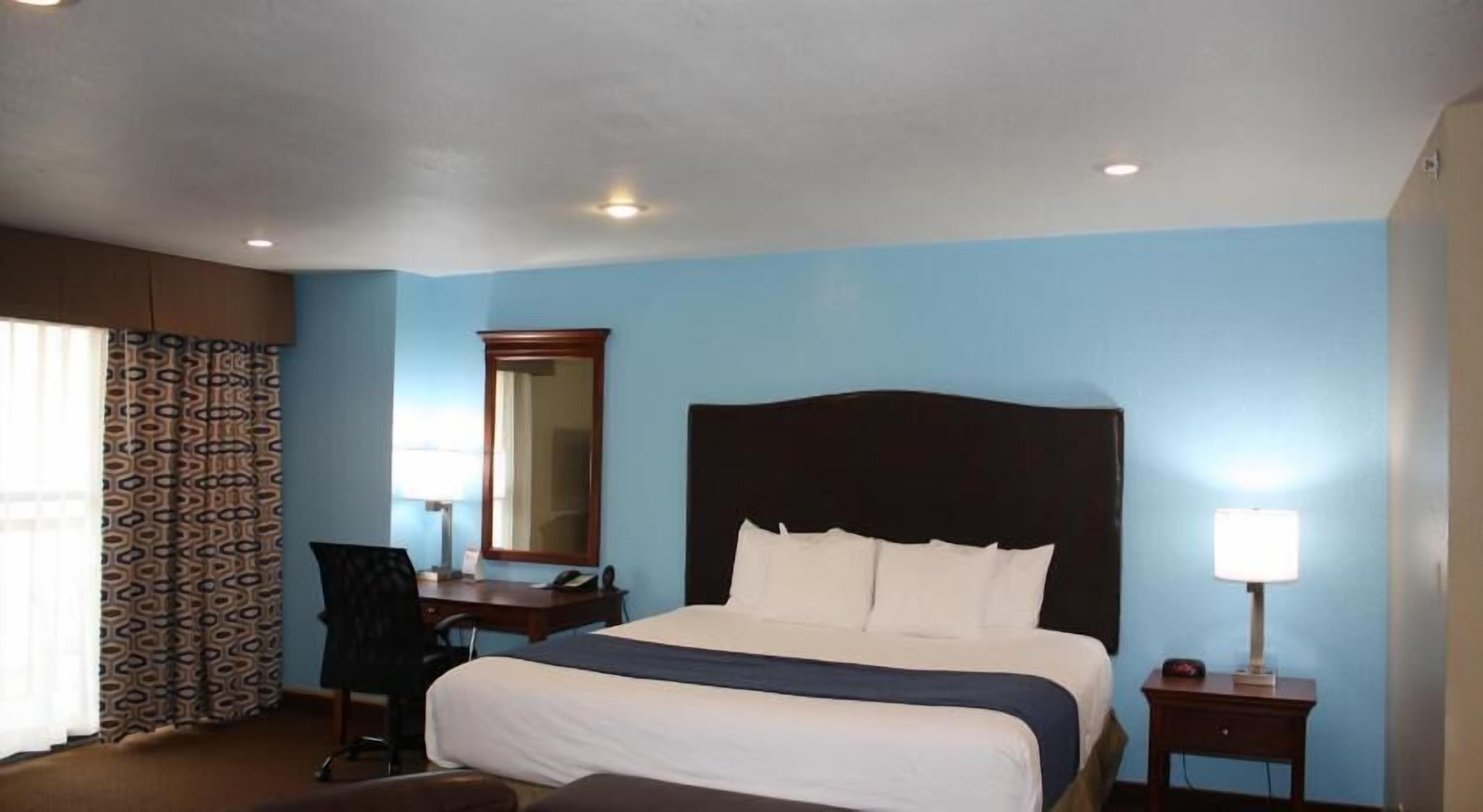 Premium bedding, desk, blackout curtains, iron/ironing board