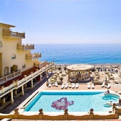 Seasonal outdoor pool, pool umbrellas, pool loungers