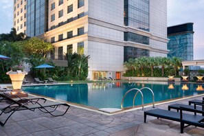 Outdoor pool, open 6:30 AM to 10:00 PM, pool umbrellas, sun loungers