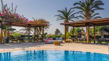 Innenpool, Außenpool, Sonnenschirme