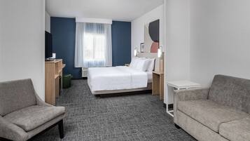 Bureau, espace de travail pour ordinateur portable, rideaux occultants