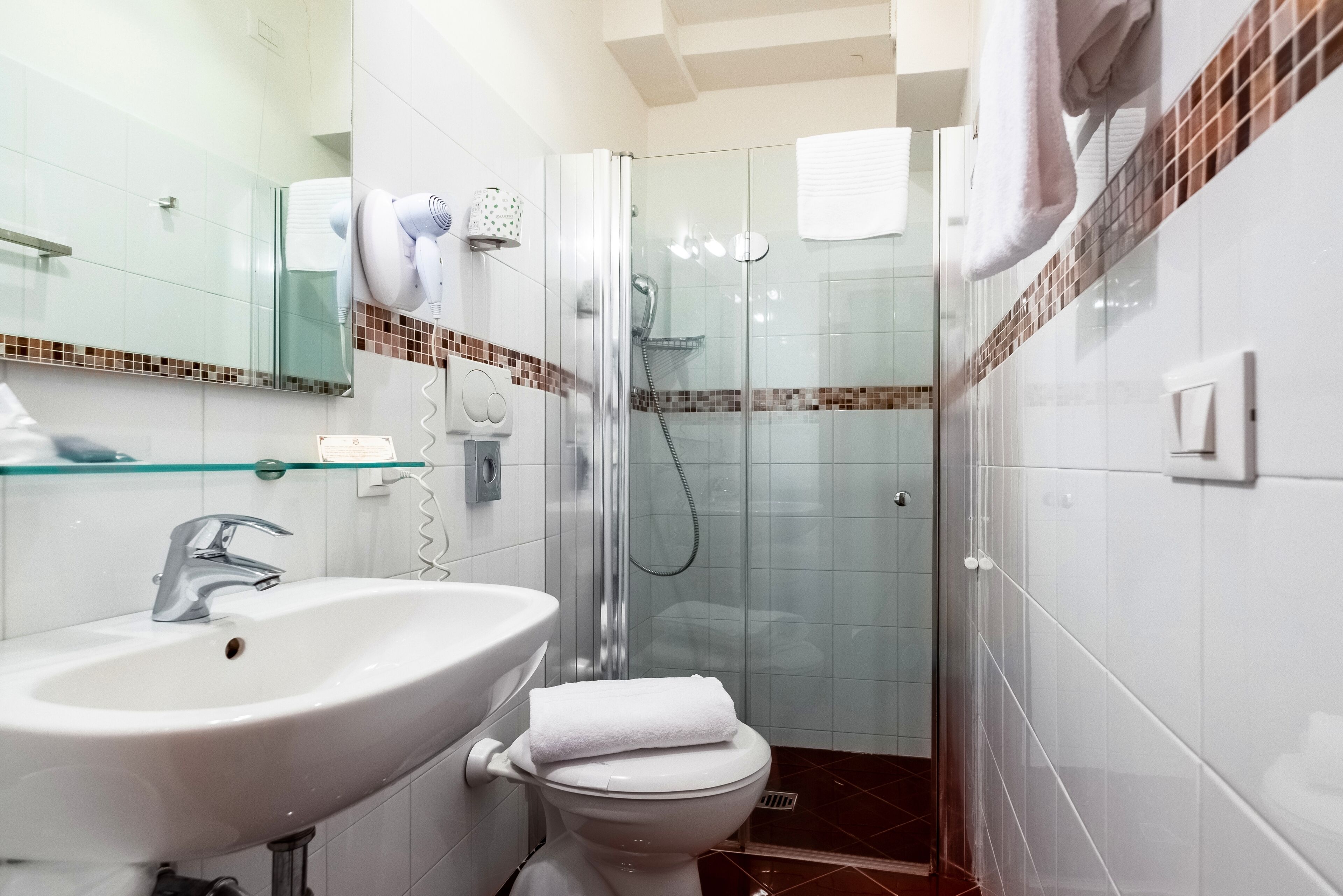 free toiletries, hair dryer, towels