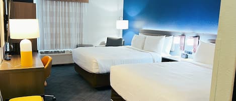 Standard Room, 2 Queen Beds, Non Smoking | In-room safe, desk, iron/ironing board, cots/infant beds