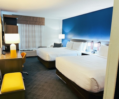 Standard Room, 2 Queen Beds, Non Smoking | In-room safe, desk, iron/ironing board, cribs/infant beds