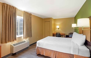 Hypo-allergenic bedding, desk, laptop workspace, free WiFi