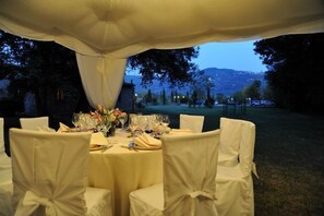 Outdoor banquet area