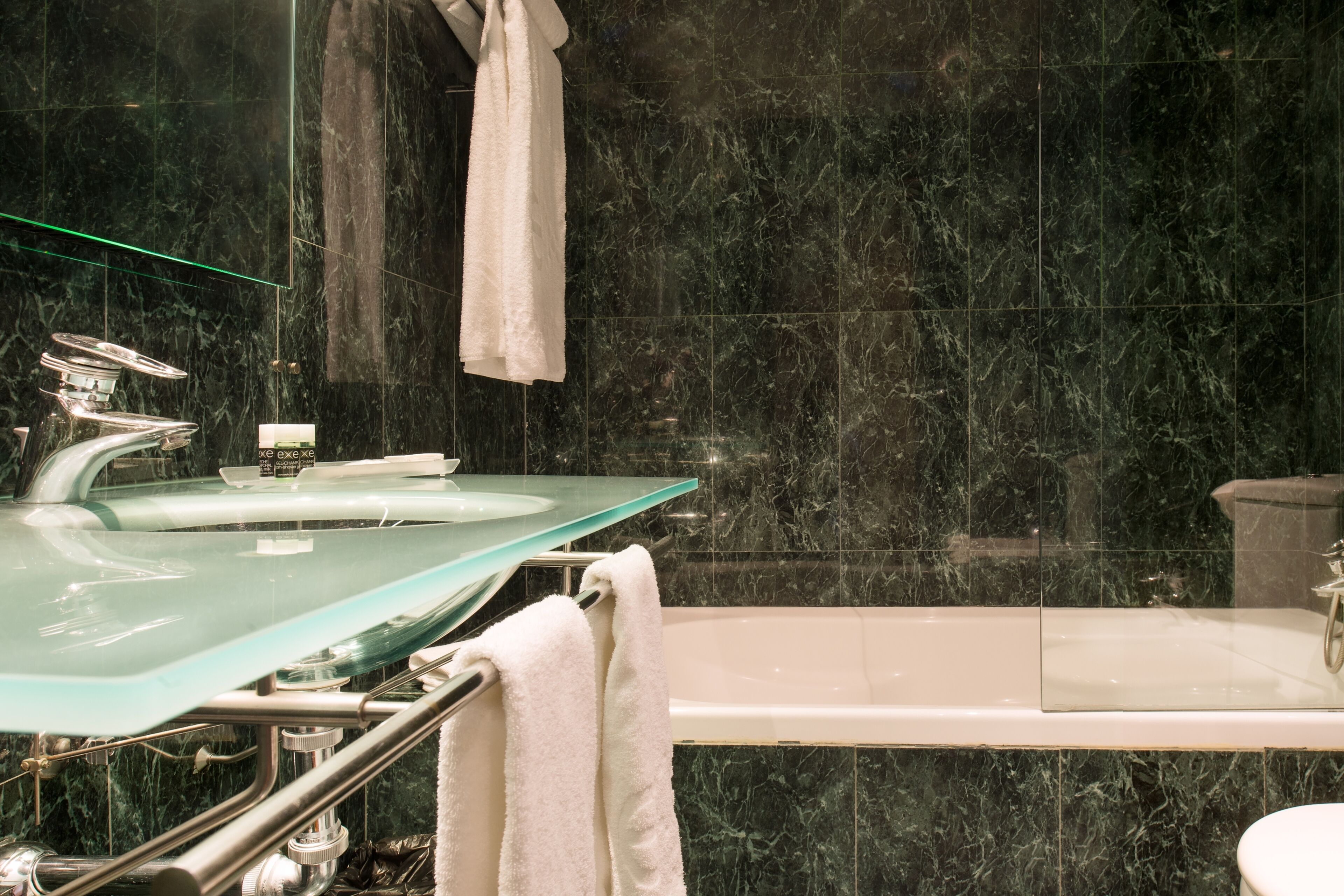 shower, eco-friendly toiletries, hair dryer, bidet