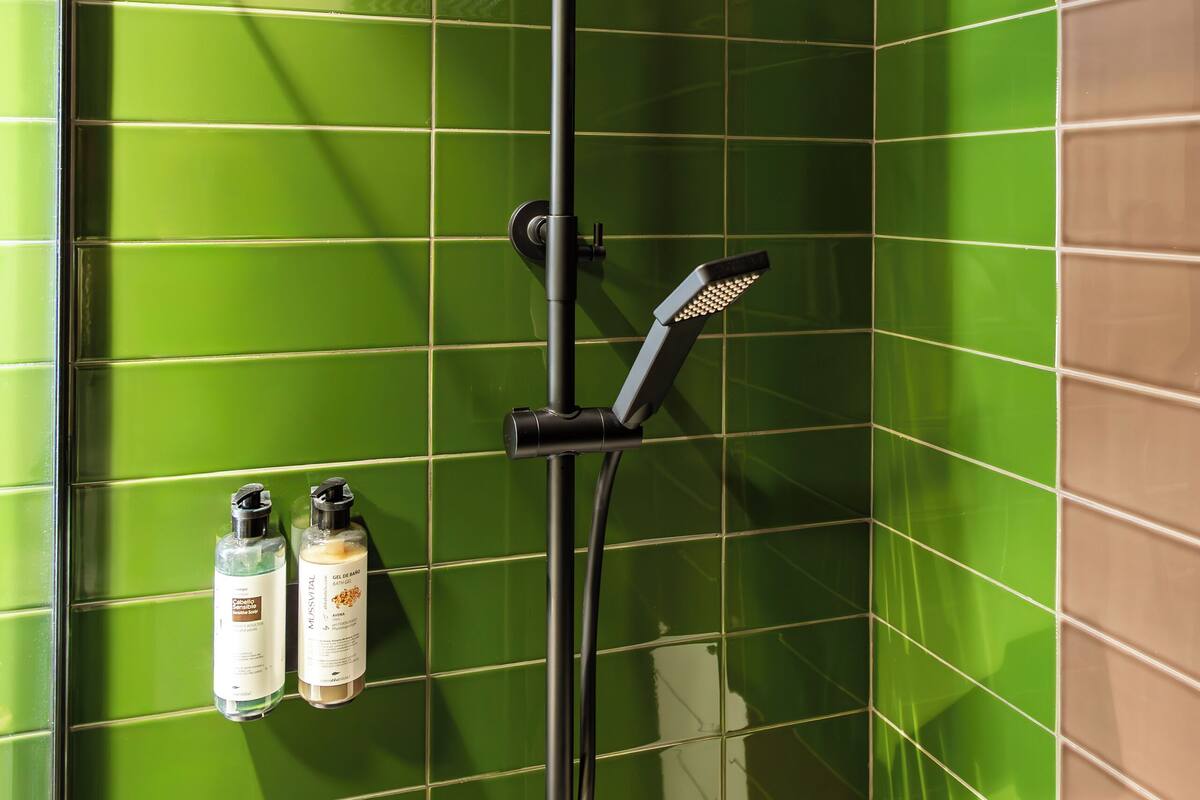 shower, eco-friendly toiletries, hair dryer, towels