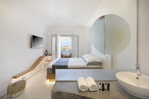 Chambre Supérieure, vue mer | Draps en coton égyptien, literie de qualité supérieure, surmatelas