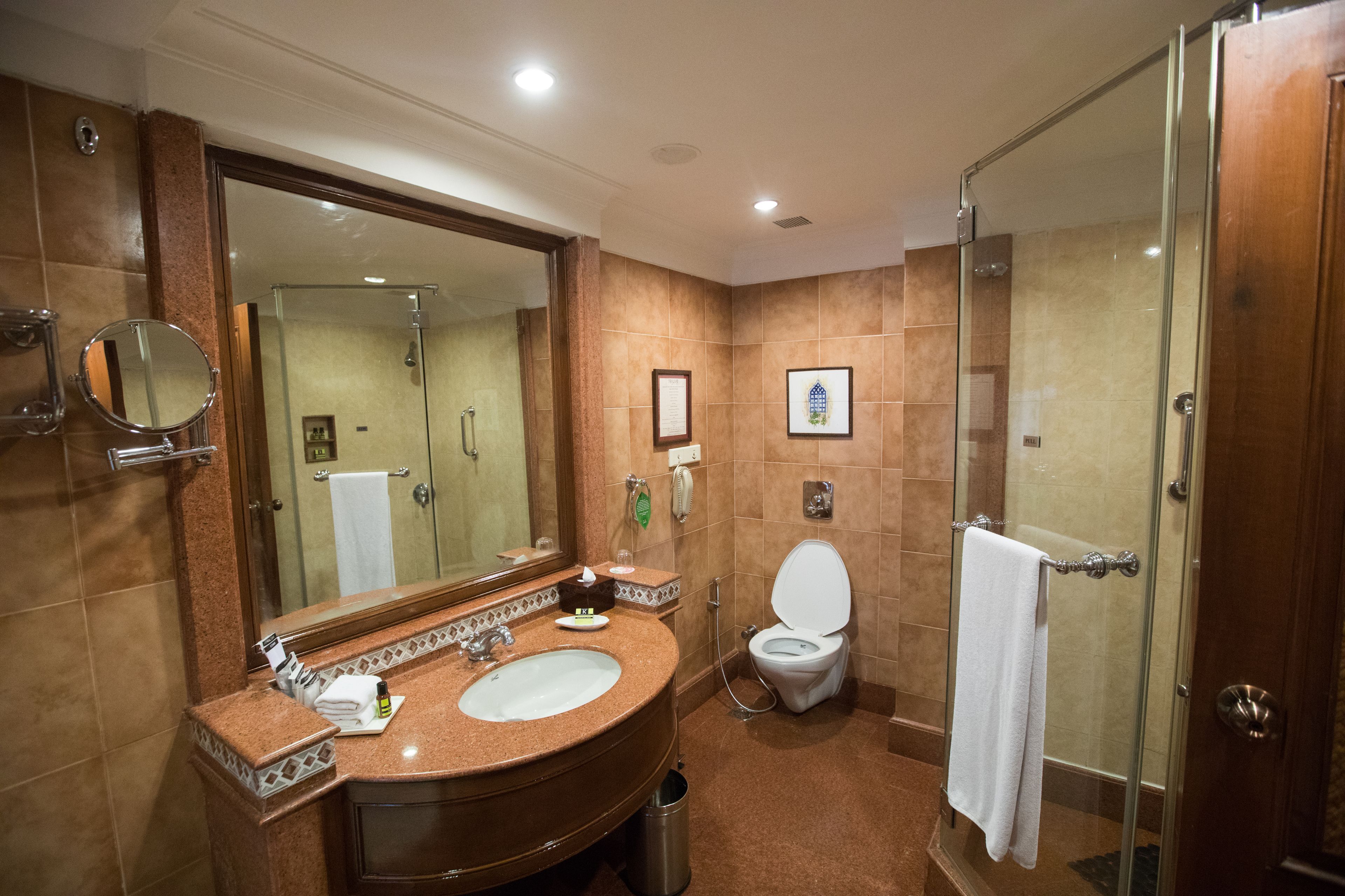 A bathroom with a sink, mirror, and toilet.