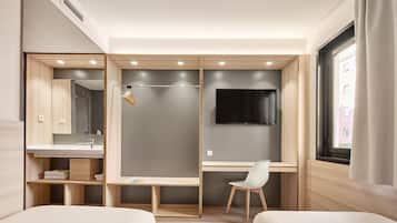 Desk, blackout drapes, cribs (free), rollaway beds (surcharge)