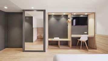 Desk, blackout curtains, free cots/infant beds, rollaway beds