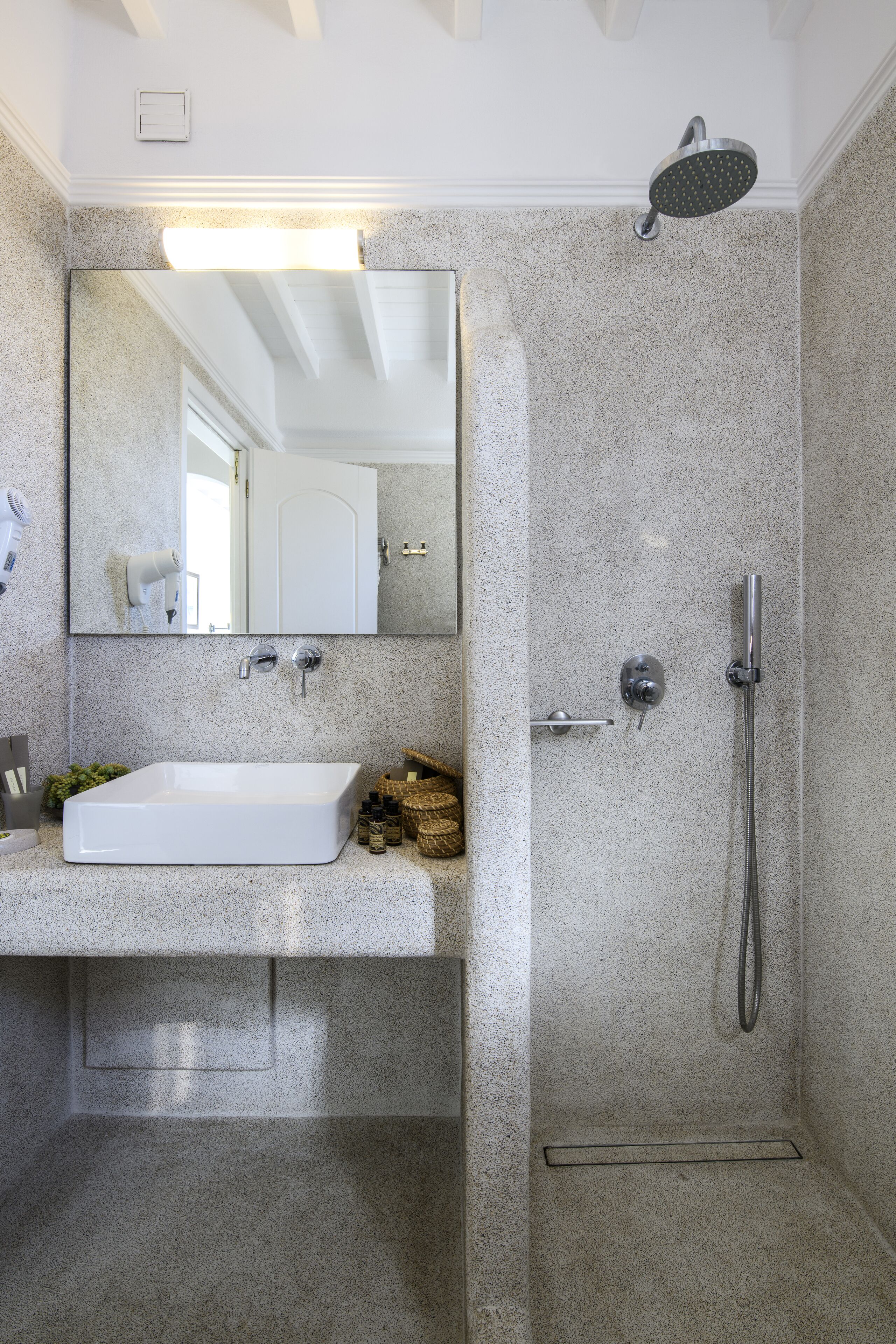 free toiletries, hair dryer, towels