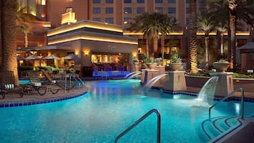 2 outdoor pools, open 8:00 AM to 10:00 PM, cabanas (surcharge)