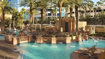2 outdoor pools, open 8:00 AM to 10:00 PM, pool cabanas (surcharge)