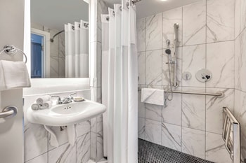 Bathroom shower at Hilton Grand Vacations Club on the Las Vegas Strip