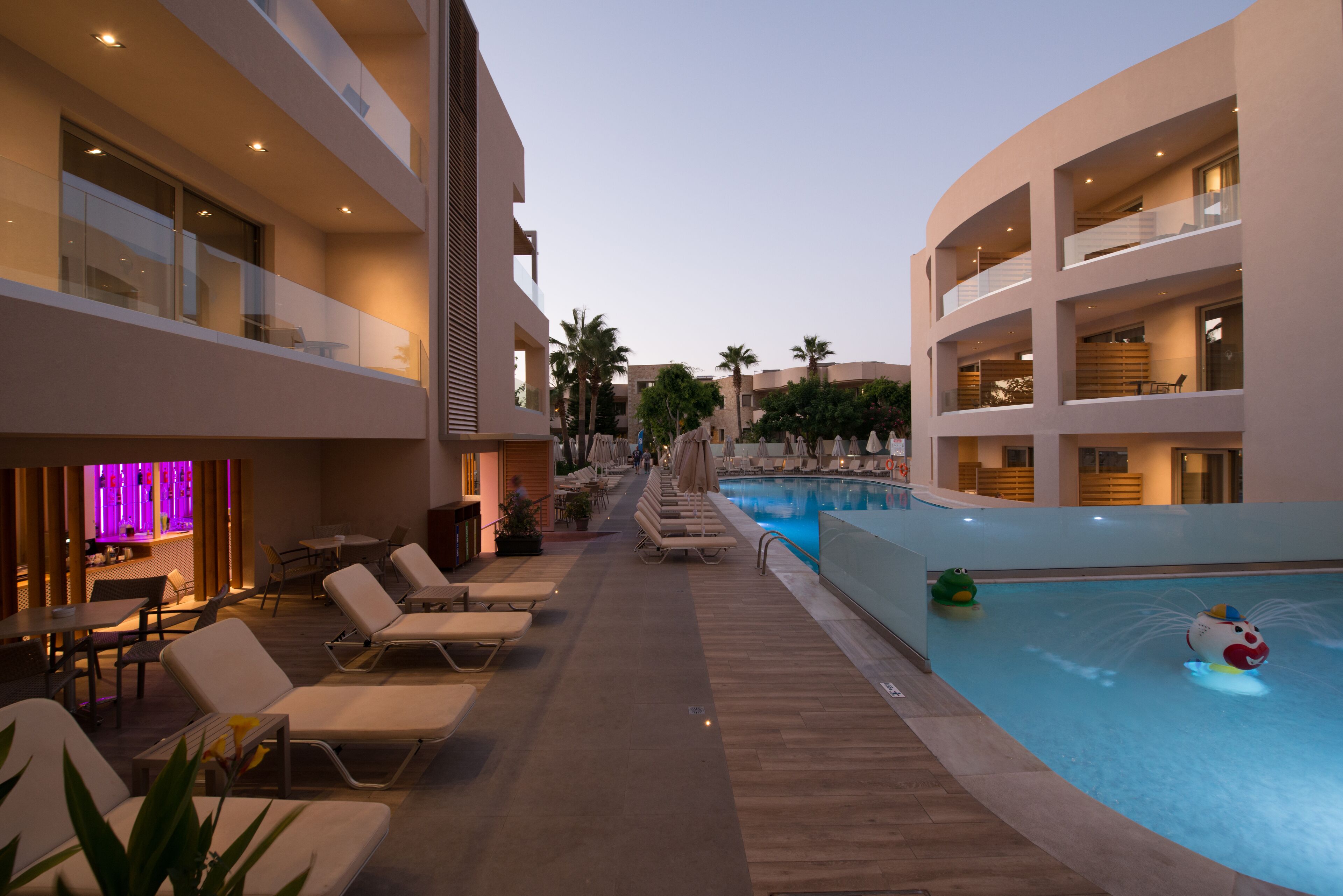 Seasonal outdoor pool, pool umbrellas, pool loungers