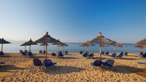 Private beach, beach umbrellas, beach towels, beach volleyball - Blue Dolphin Hotel (Polygyros)