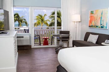 Hotel room view looking out at Banana Bay Resort & Marina