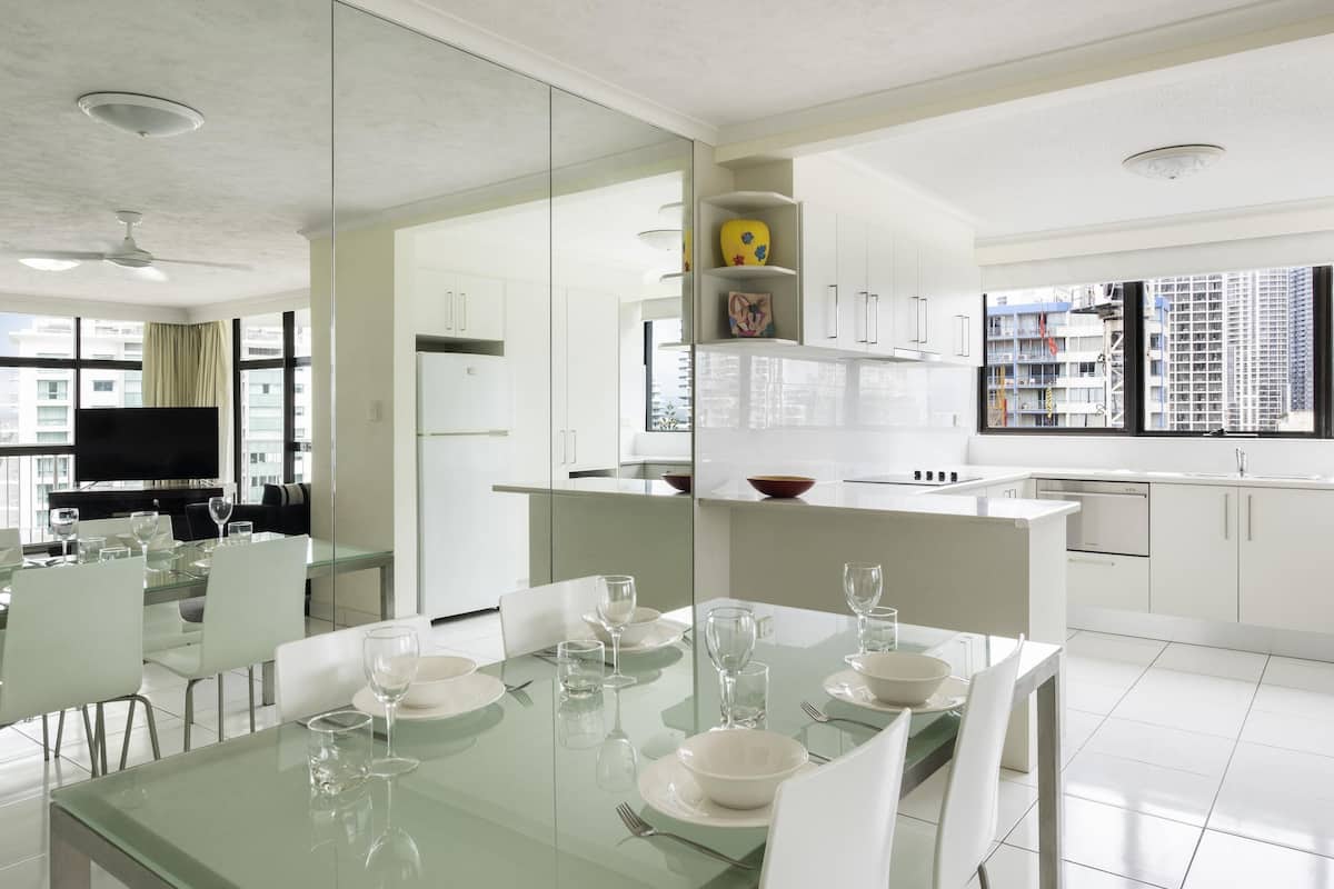 2 bedrooms, in-room safe, soundproofing, iron/ironing board