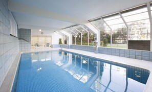Indoor pool, outdoor pool, sun loungers