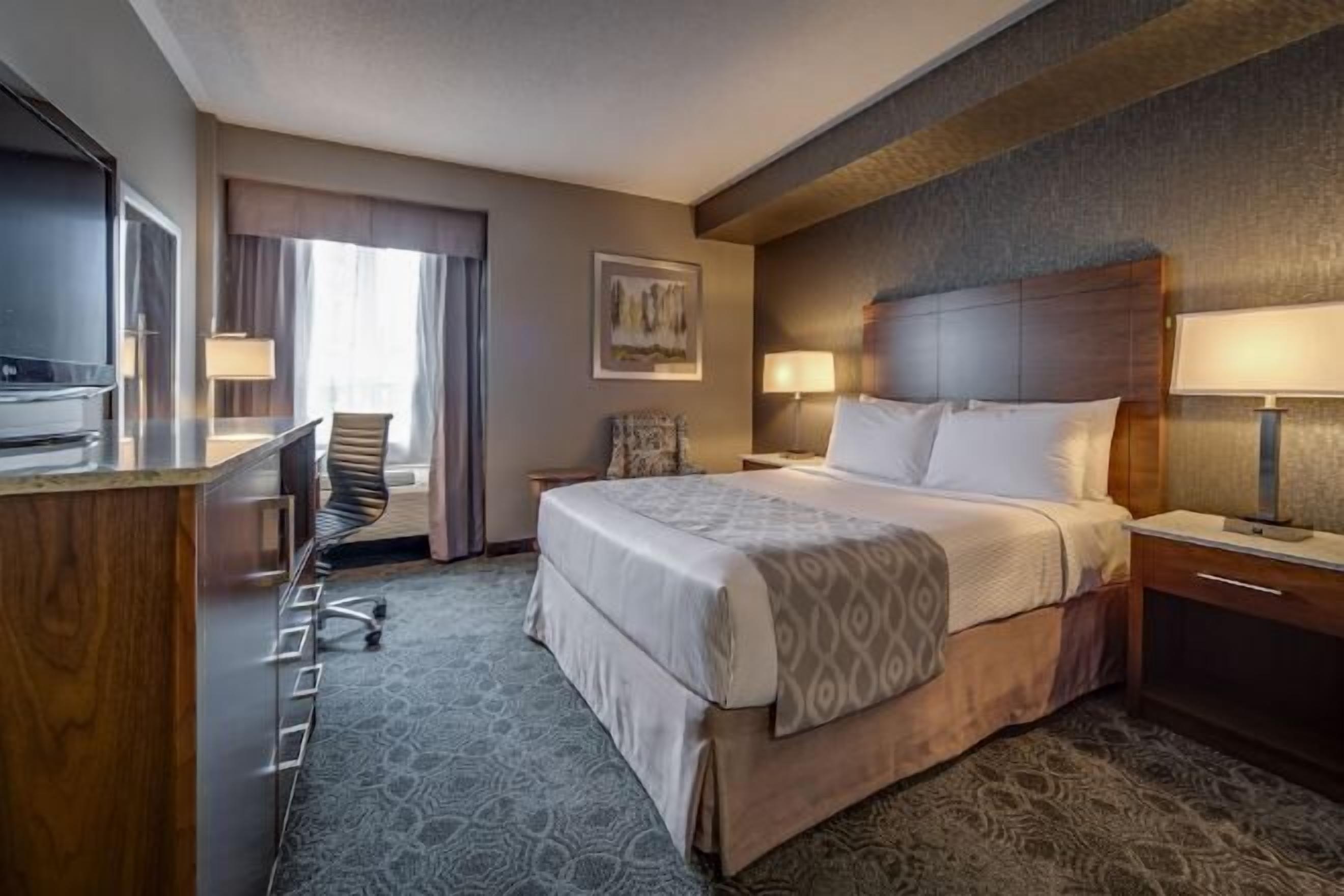 Down comforters, in-room safe, desk, blackout drapes