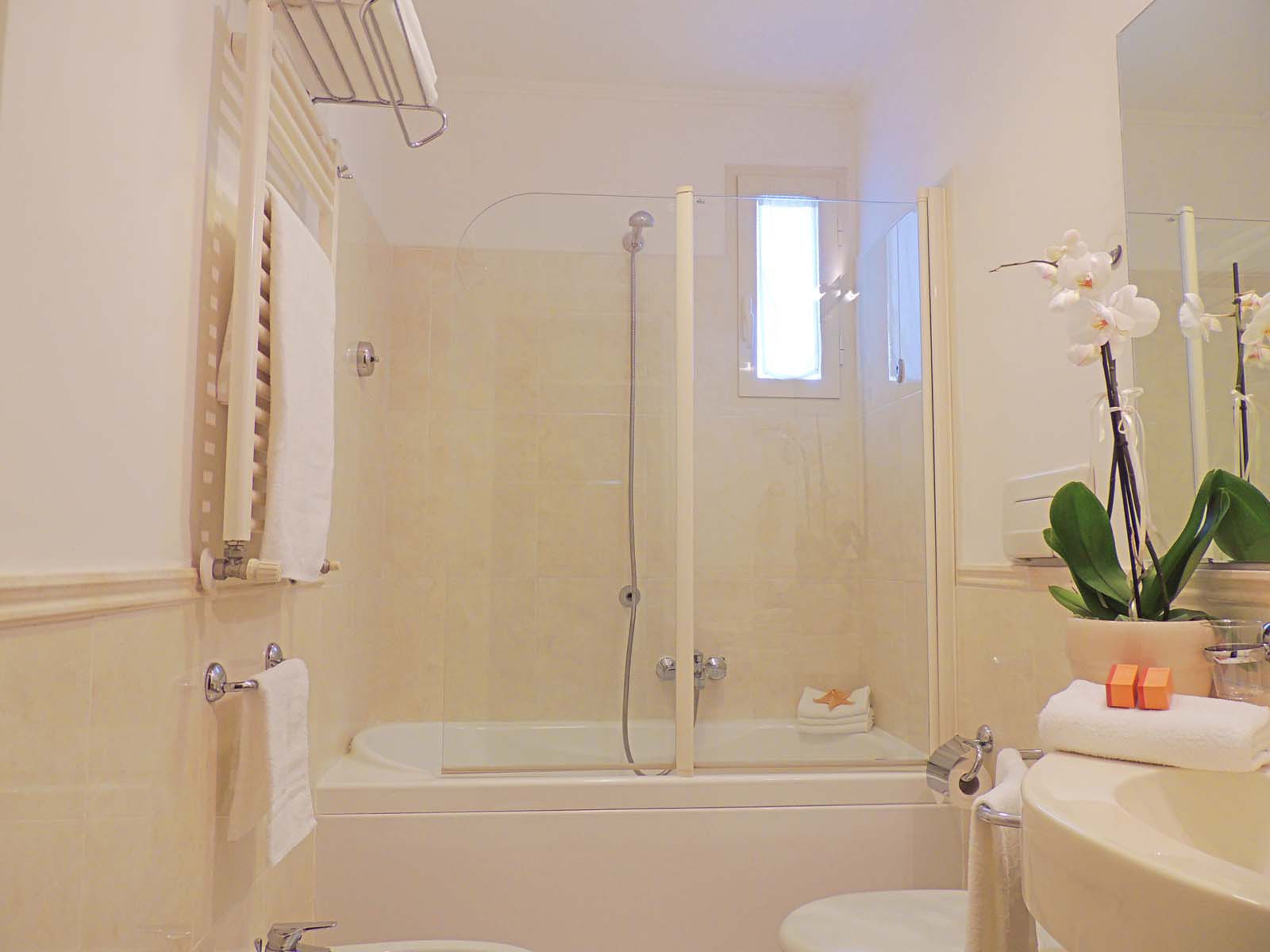 superior room | bathroom | shower, free toiletries, hair dryer, bidet