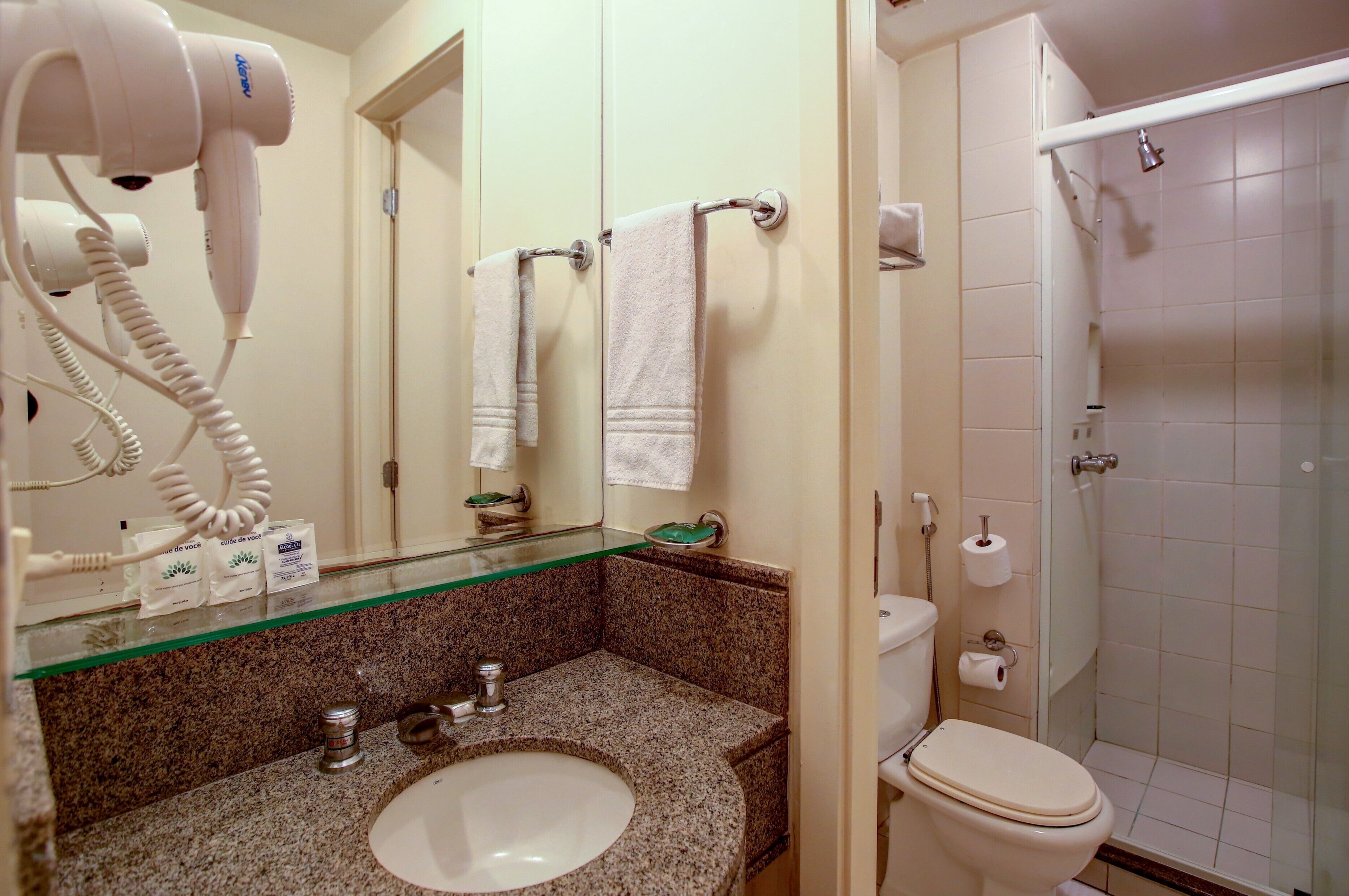 family suite | bathroom | shower, rainfall showerhead, free toiletries, hair dryer