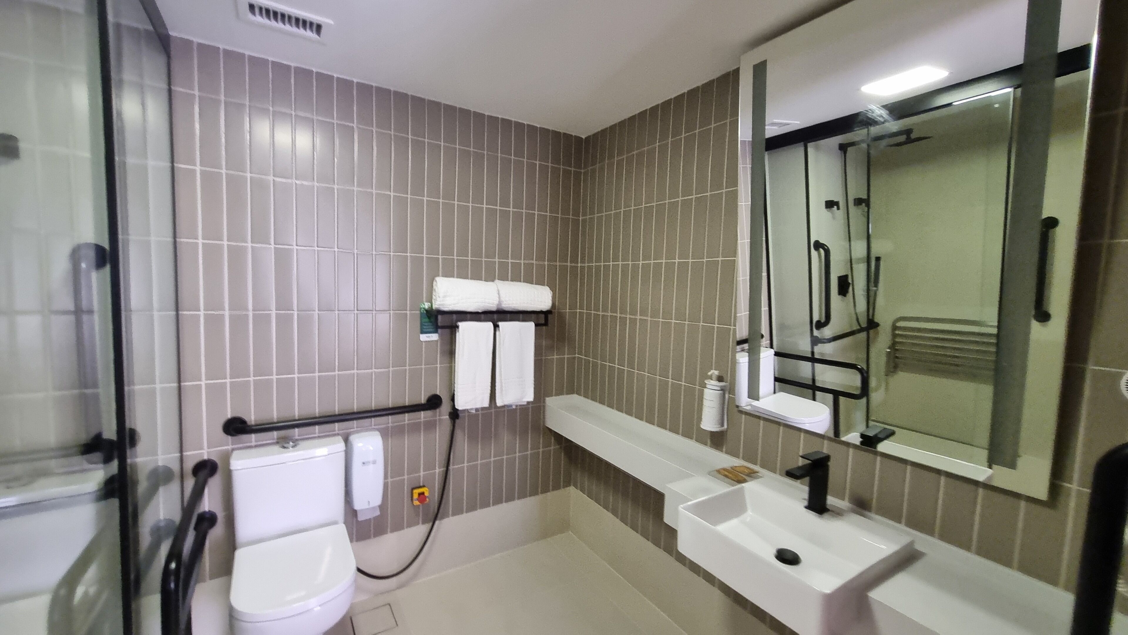 deluxe double room, 1 queen bed, accessible | bathroom | shower, rainfall showerhead, free toiletries, hair dryer