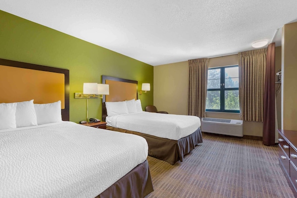 Studio, 2 Double Beds, Non Smoking | Desk, laptop workspace, blackout drapes, iron/ironing board