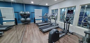A gym with treadmills, elliptical machines, and exercise balls. - Holiday Inn Express & Suites Williamsburg by IHG (Williamsburg)
