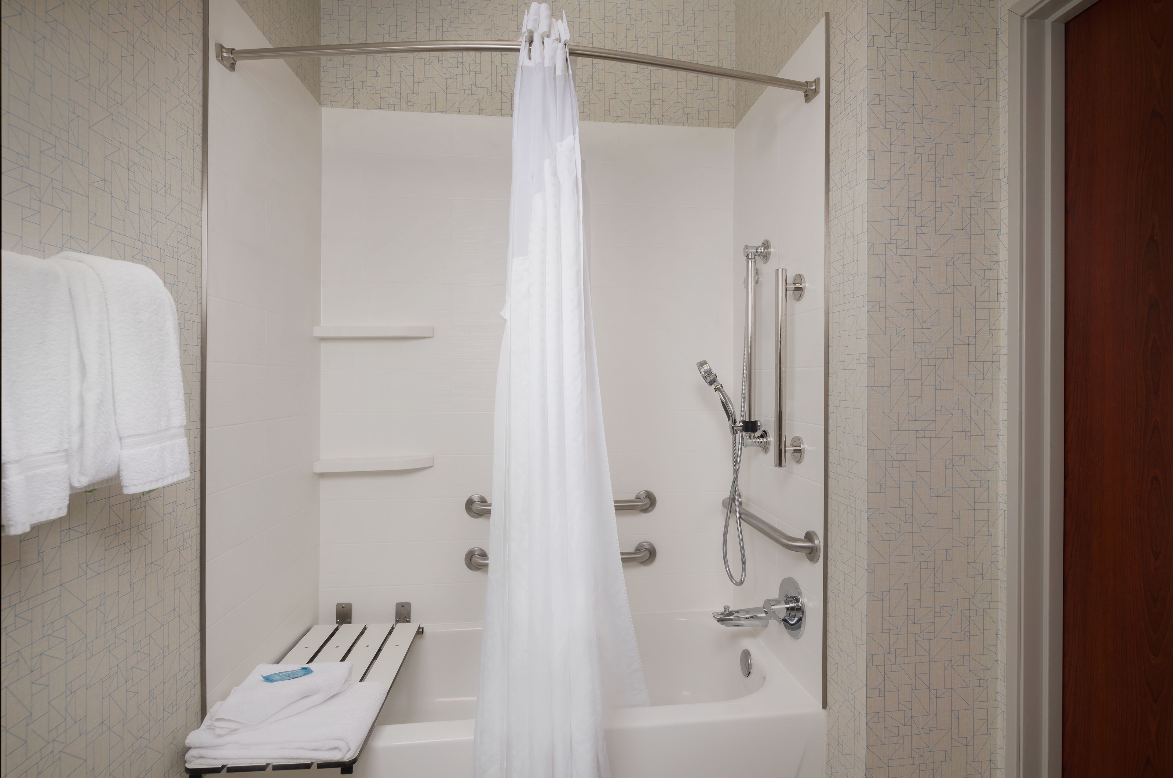 standard room, 2 queen beds, mobility accessible (communications) | bathroom | combined shower/bathtub, hair dryer, towels