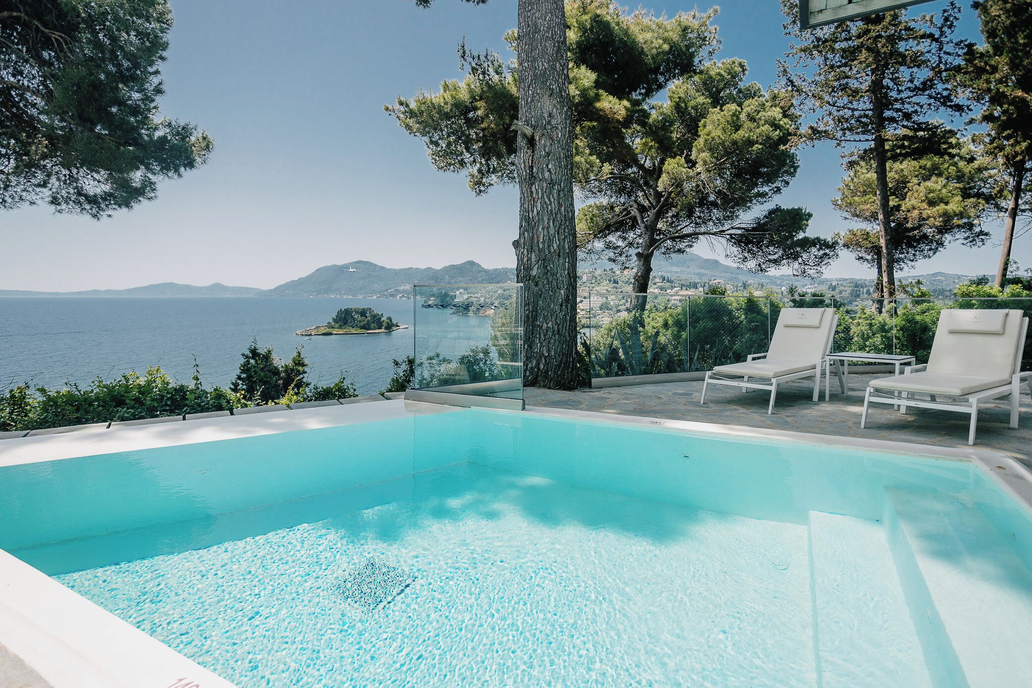 premium family bungalow with private pool sea & mouse island view | terrace/patio