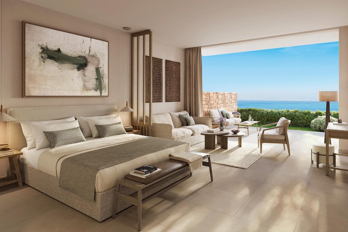 junior suite, sea view (private garden) | 1 bedroom, premium bedding, minibar, in-room safe