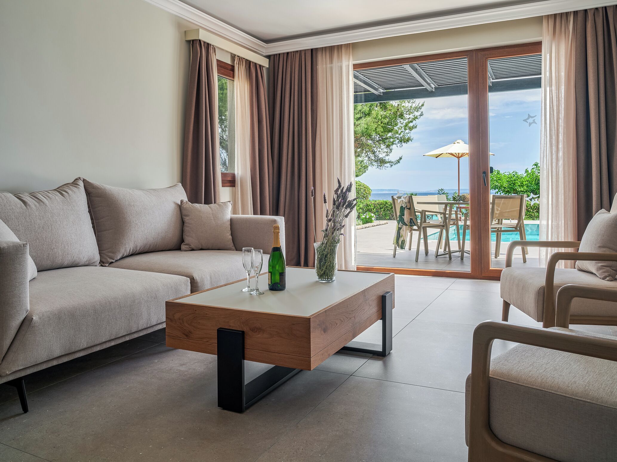 Superior Suite, Private Pool | Living area | Flat-screen TV