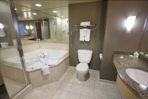 Designer toiletries, hair dryer, towels, soap