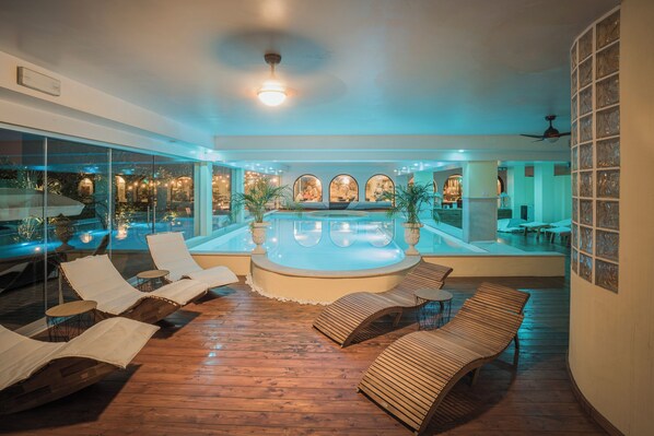 Indoor pool, pool umbrellas