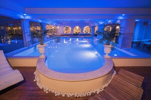 Indoor pool, pool umbrellas