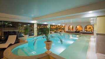 Indoor pool, pool umbrellas