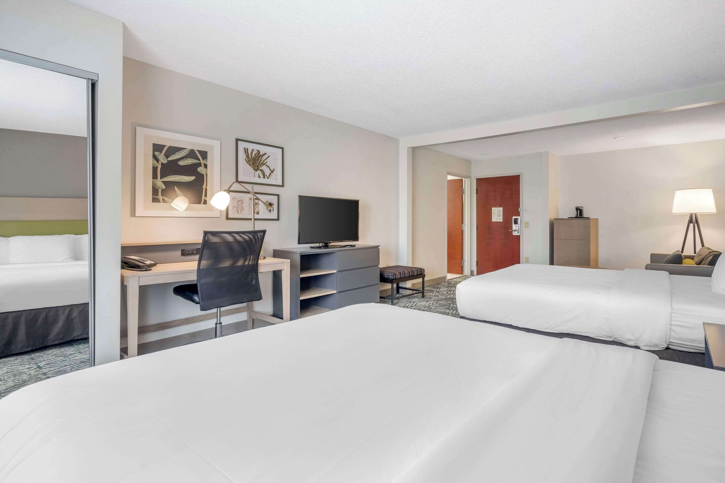 studio suite, multiple beds, non smoking | premium bedding, desk, laptop workspace, blackout curtains