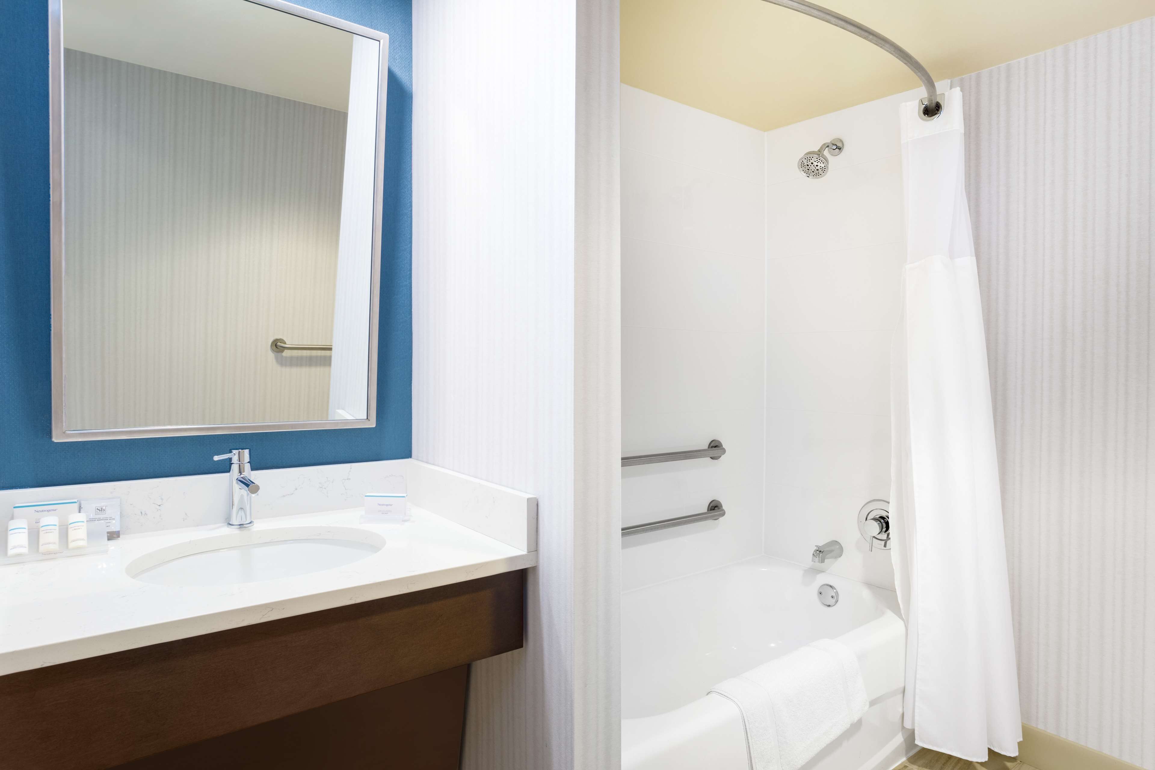 free toiletries, hair dryer, towels