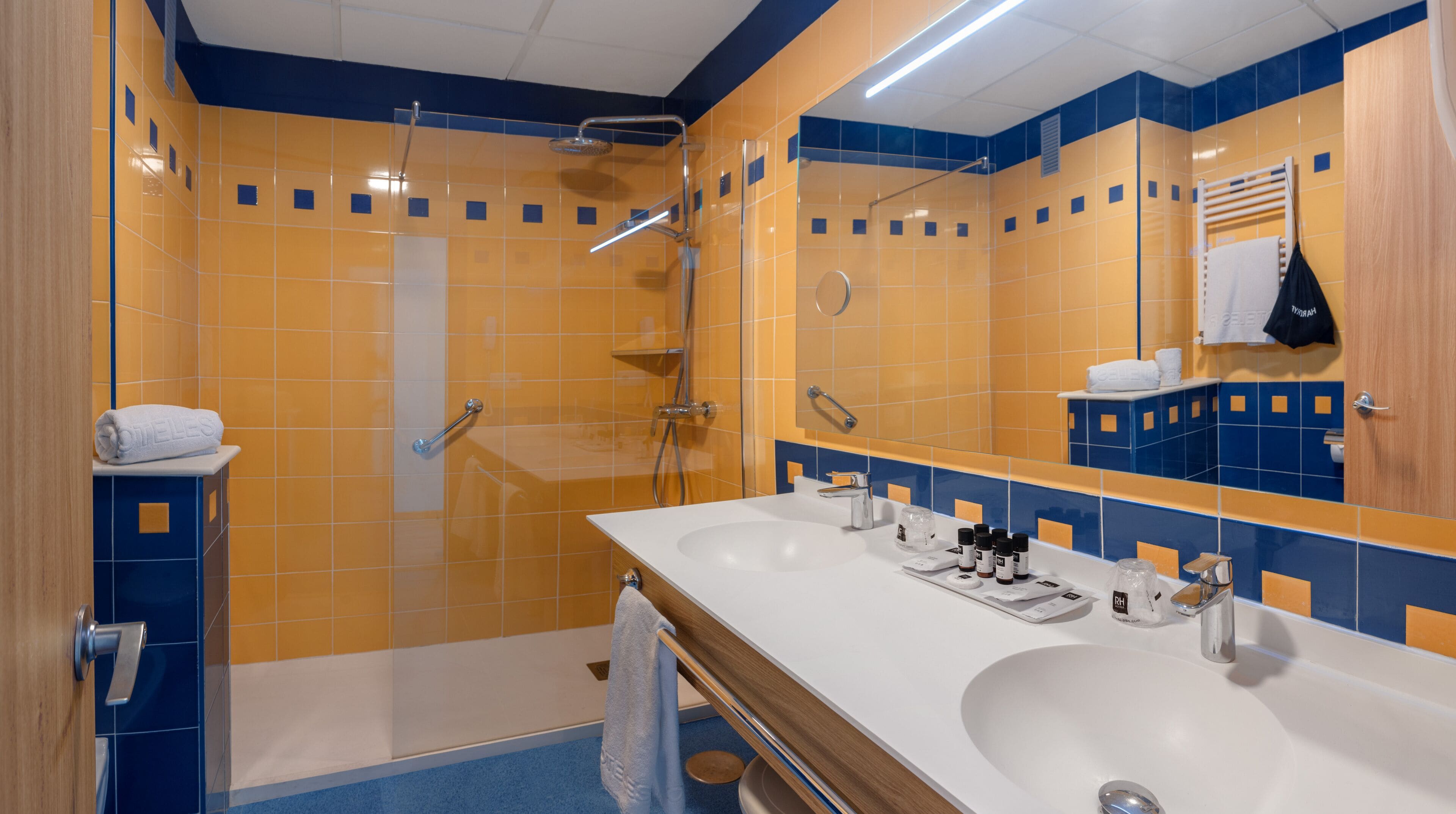 free toiletries, hair dryer, towels