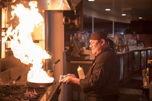 Breakfast, lunch, dinner served; pool views