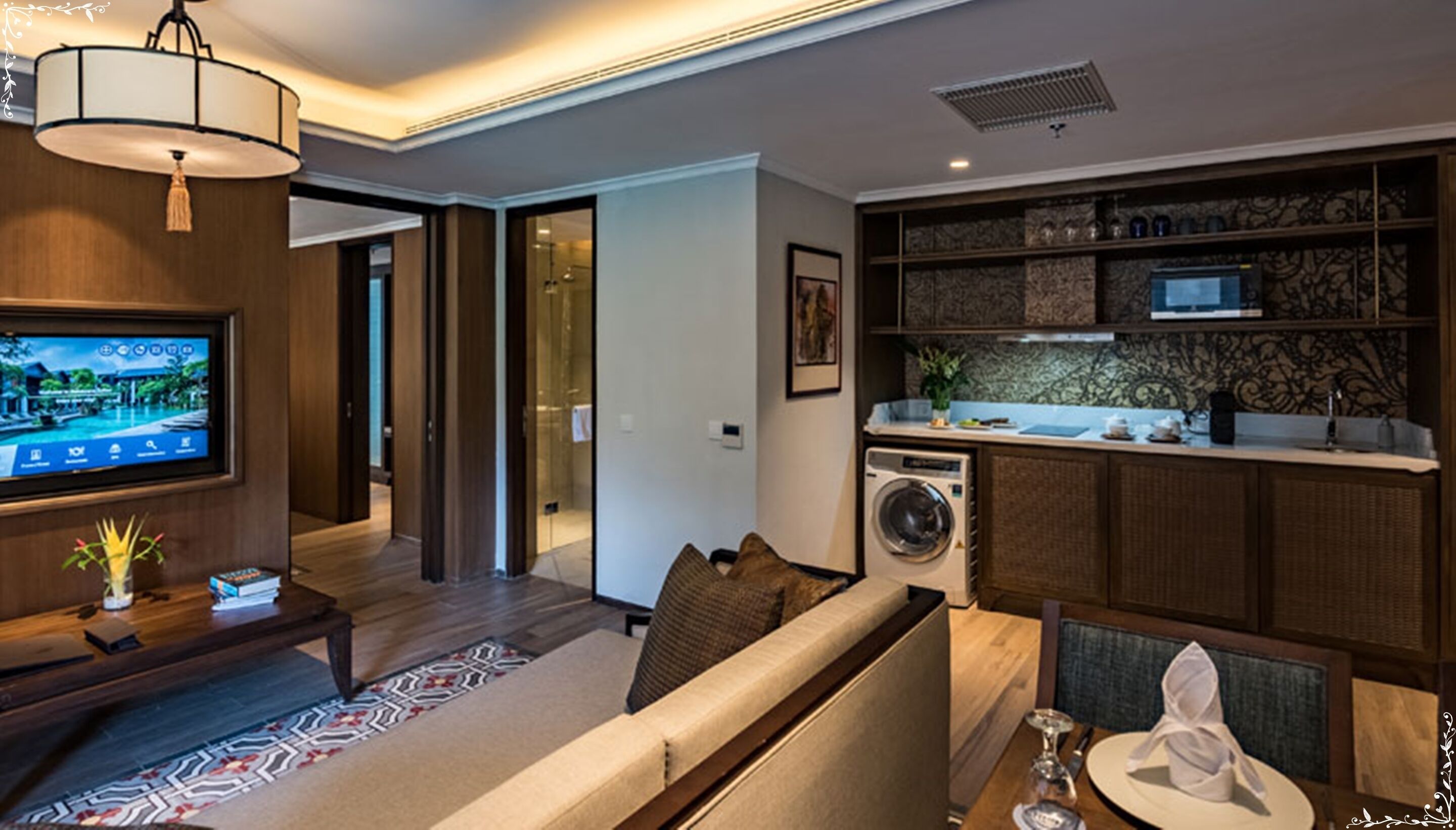 two bedroom suite | living area | 42-inch led tv with satellite channels, tv
